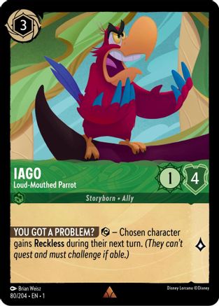 Iago - Loud-Mouthed Parrot (80/204) - The First Chapter Cold Foil - Premium Lorcana Single from Disney - Just $0.17! Shop now at Game Crave Tournament Store