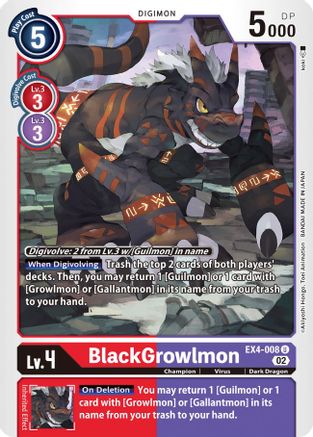 BlackGrowlmon (EX4-008) - Alternative Being Booster - Premium Digimon Single from Bandai - Just $1.03! Shop now at Game Crave Tournament Store