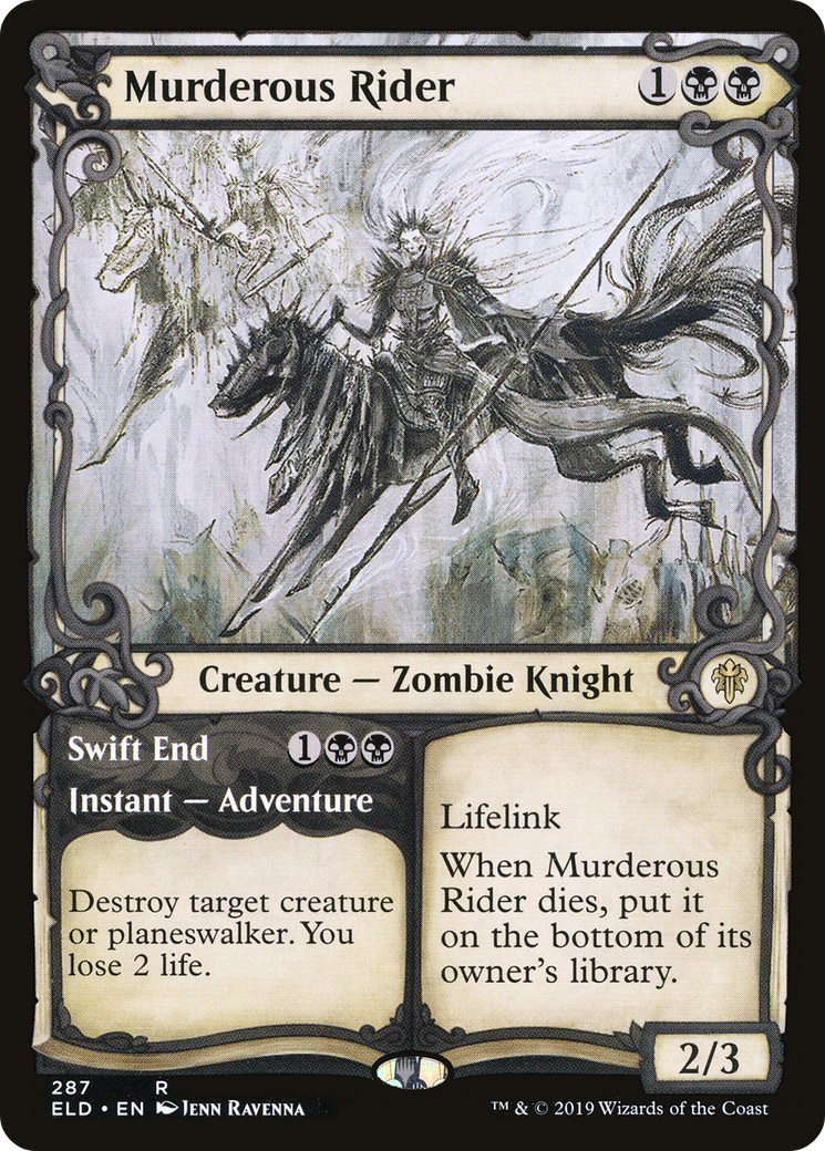 Murderous Rider // Swift End (ELD-287) - Throne of Eldraine: (Showcase) - Premium MTG Single from Wizards of the Coast - Just $1.06! Shop now at Game Crave Tournament Store