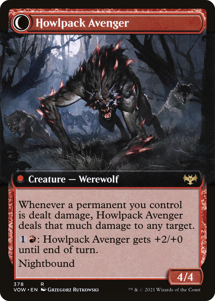 Ill-Tempered Loner // Howlpack Avenger (VOW-378) - Innistrad: Crimson Vow: (Extended Art, Double Faced Transform) Foil - Premium MTG Single from Wizards of the Coast - Just $0.36! Shop now at Game Crave Tournament Store