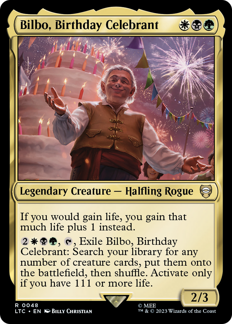 Bilbo, Birthday Celebrant (LTC-048) - Tales of Middle-earth Commander - Premium MTG Single from Wizards of the Coast - Just $0.08! Shop now at Game Crave Tournament Store