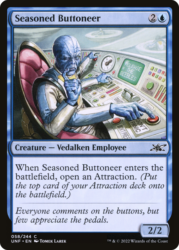 Seasoned Buttoneer (UNF-058) - Unfinity Foil - Premium MTG Single from Wizards of the Coast - Just $0.08! Shop now at Game Crave Tournament Store