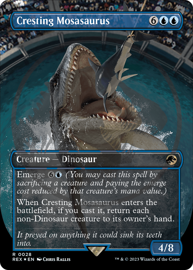 Cresting Mosasaurus (REX-028) - Jurassic World Collection (Borderless) Foil - Premium MTG Single from Wizards of the Coast - Just $19.61! Shop now at Game Crave Tournament Store