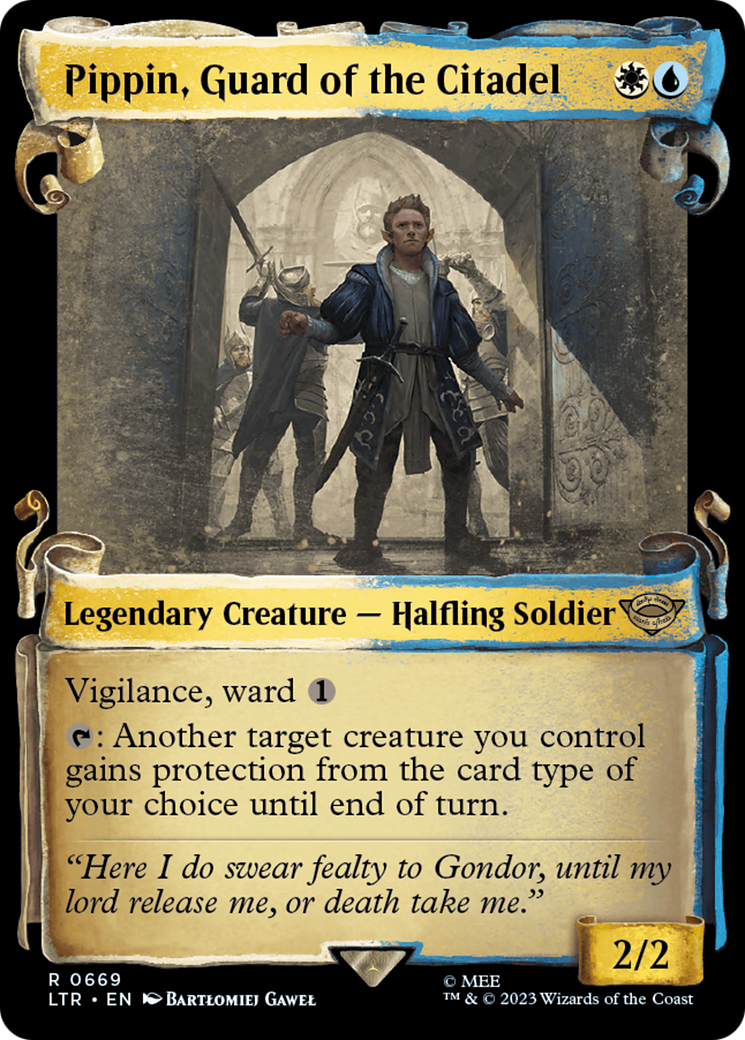 Pippin, Guard of the Citadel (LTR-669) - The Lord of the Rings: Tales of Middle-earth: (Showcase) Foil - Premium MTG Single from Wizards of the Coast - Just $1.27! Shop now at Game Crave Tournament Store