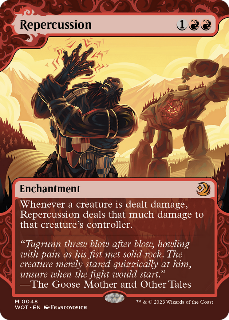 Repercussion (WOT-048) - Wilds of Eldraine: Enchanting Tales: (Showcase) (Borderless) - Premium MTG Single from Wizards of the Coast - Just $0.79! Shop now at Game Crave Tournament Store