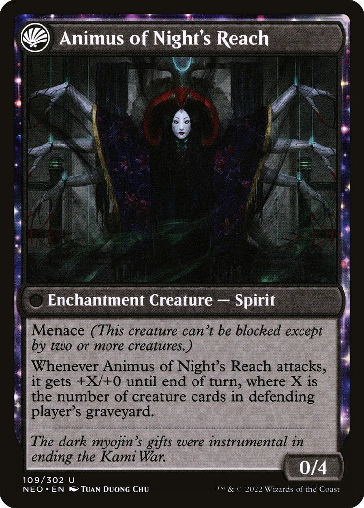The Long Reach of Night // Animus of Night's Reach (NEO-109) - Kamigawa: Neon Dynasty: (fandfc) - Premium MTG Single from Wizards of the Coast - Just $0.25! Shop now at Game Crave Tournament Store