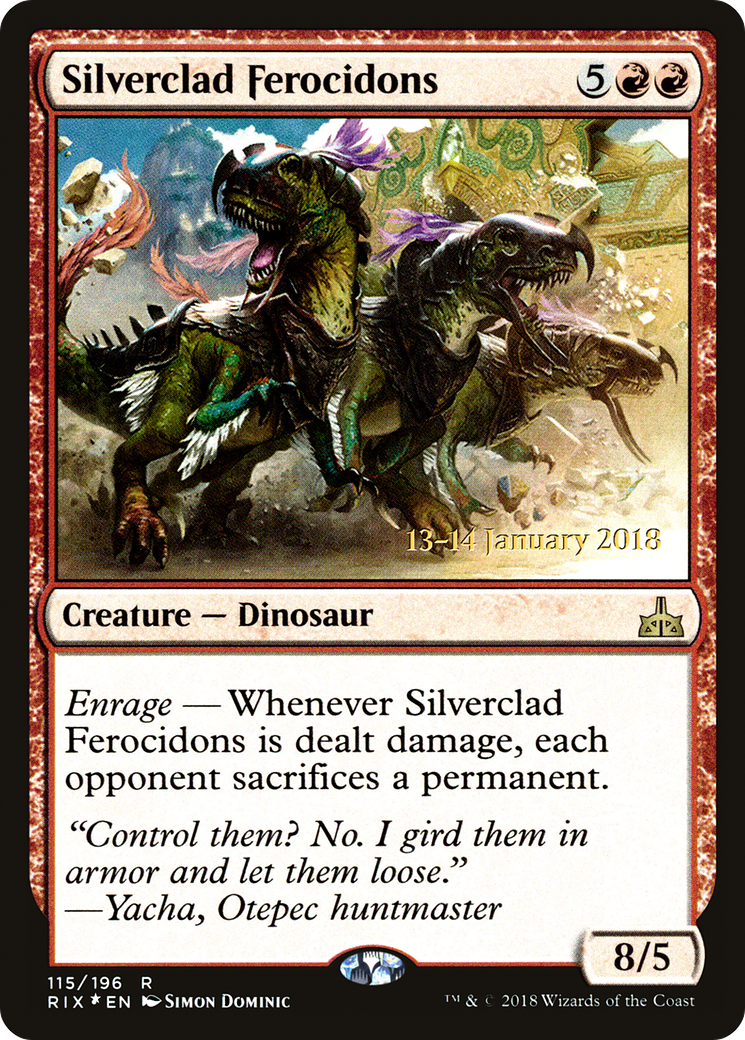 Silverclad Ferocidons (PRIX-115S) - Rivals of Ixalan Promos Foil - Premium MTG Single from Wizards of the Coast - Just $7.35! Shop now at Game Crave Tournament Store