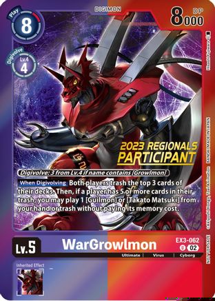WarGrowlmon (2023 Regionals Participant) (EX3-062) - Draconic Roar Foil - Premium Digimon Single from Bandai - Just $15.75! Shop now at Game Crave Tournament Store