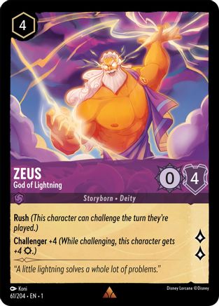 Zeus - God of Lightning (61/204) - The First Chapter Cold Foil - Premium Lorcana Single from Disney - Just $0.29! Shop now at Game Crave Tournament Store