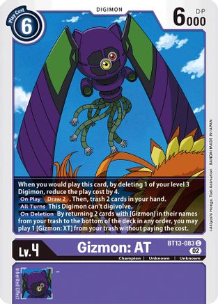 Gizmon: AT (BT13-083) - Versus Royal Knights - Premium Digimon Single from Bandai - Just $0.25! Shop now at Game Crave Tournament Store