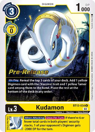 Kudamon (BT13-034) - Versus Royal Knights Pre-Release Cards Foil - Premium Digimon Single from Bandai - Just $2.69! Shop now at Game Crave Tournament Store