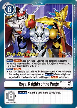 Royal Knights of the Purge (BT13-110) - Versus Royal Knights Pre-Release Cards Foil - Premium Digimon Single from Bandai - Just $0.58! Shop now at Game Crave Tournament Store