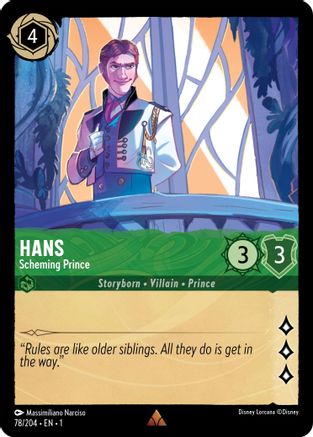 Hans - Scheming Prince (78/204) - The First Chapter Cold Foil - Premium Lorcana Single from Disney - Just $0.31! Shop now at Game Crave Tournament Store