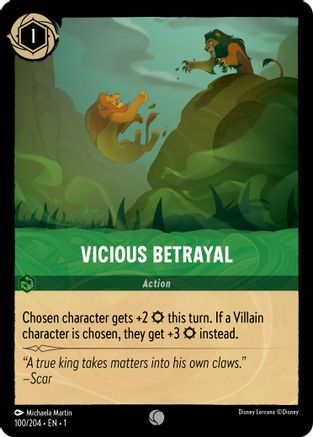 Vicious Betrayal (100/204) - The First Chapter Cold Foil - Premium Lorcana Single from Disney - Just $0.08! Shop now at Game Crave Tournament Store