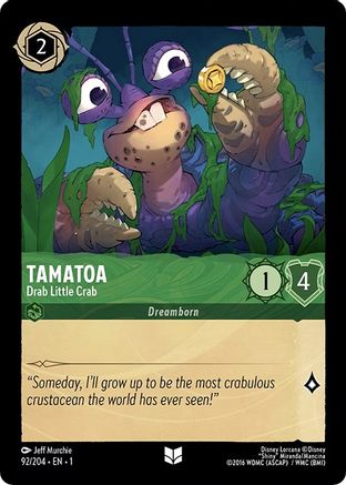Tamatoa - Drab Little Crab (92/204) - The First Chapter Cold Foil - Premium Lorcana Single from Disney - Just $0.14! Shop now at Game Crave Tournament Store