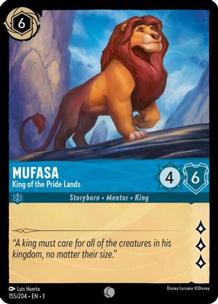 Mufasa - King of the Pride Lands (155/204) - The First Chapter Cold Foil - Premium Lorcana Single from Disney - Just $0.09! Shop now at Game Crave Tournament Store