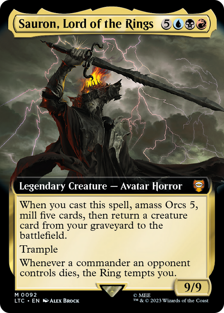 Sauron, Lord of the Rings (LTC-092) - Tales of Middle-earth Commander: (Extended Art) - Premium MTG Single from Wizards of the Coast - Just $0.79! Shop now at Game Crave Tournament Store