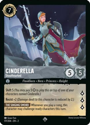 Cinderella - Stouthearted (177/204) - Rise of the Floodborn Cold Foil - Premium Lorcana Single from Disney - Just $0.79! Shop now at Game Crave Tournament Store