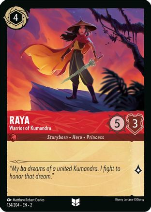 Raya - Warrior of Kumandra (124/204) - Rise of the Floodborn Cold Foil - Premium Lorcana Single from Disney - Just $0.09! Shop now at Game Crave Tournament Store
