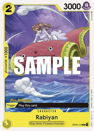 Rabiyan (OP04-113) - Kingdoms of Intrigue Pre-Release Cards - Premium One Piece Single from Bandai - Just $0.12! Shop now at Game Crave Tournament Store