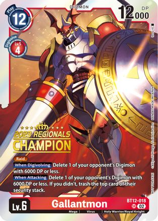Gallantmon (2023 Regionals Champion) (BT12-018) - Across Time Foil - Premium Digimon Single from Bandai - Just $28.21! Shop now at Game Crave Tournament Store