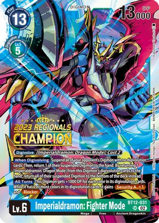 Imperialdramon: Fighter Mode (2023 Regionals Champion) (BT12-031) - Across Time Foil - Premium Digimon Single from Bandai - Just $35.31! Shop now at Game Crave Tournament Store