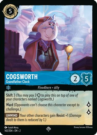 Cogsworth - Grandfather Clock (142/204) - Rise of the Floodborn Cold Foil - Premium Lorcana Single from Disney - Just $2.03! Shop now at Game Crave Tournament Store