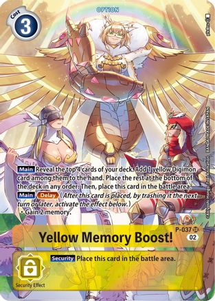 Yellow Memory Boost! - P-037 (Digimon Adventure Box 2) (P-037) - Digimon Promotion Cards Foil - Premium Digimon Single from Bandai - Just $4.94! Shop now at Game Crave Tournament Store