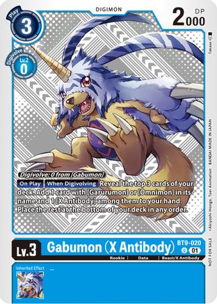 Gabumon (X Antibody) (Starter Deck 15 & 16 Pre-Release) (BT9-020) - X Record - Premium Digimon Single from Bandai - Just $0.11! Shop now at Game Crave Tournament Store