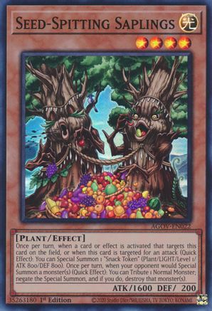 Seed-Spitting Saplings (AGOV-EN022) - Age of Overlord 1st Edition - Premium Yugioh Single from Konami - Just $0.25! Shop now at Game Crave Tournament Store