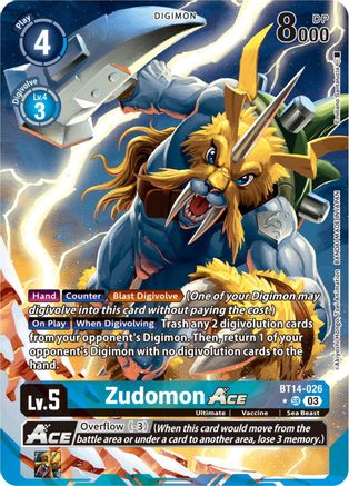 Zudomon Ace (English Exclusive Alternate Art) (BT14-026) - Blast Ace Foil - Premium Digimon Single from Bandai - Just $13.04! Shop now at Game Crave Tournament Store