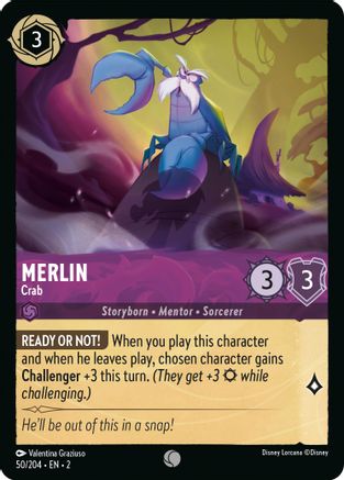 Merlin - Crab (50/204) - Rise of the Floodborn Cold Foil - Premium Lorcana Single from Disney - Just $0.78! Shop now at Game Crave Tournament Store