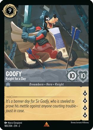 Goofy - Knight for a Day (180/204) - Rise of the Floodborn Cold Foil - Premium Lorcana Single from Disney - Just $0.31! Shop now at Game Crave Tournament Store