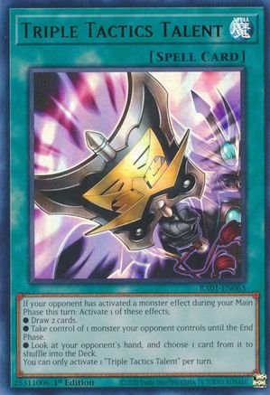Triple Tactics Talent (UR) (RA01-EN063) - 25th Anniversary Rarity Collection 1st Edition - Premium Yugioh Single from Konami - Just $3.10! Shop now at Game Crave Tournament Store