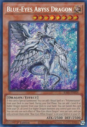 Blue-Eyes Abyss Dragon (Secret Rare) (RA01-EN016) - 25th Anniversary Rarity Collection 1st Edition - Premium Yugioh Single from Konami - Just $0.30! Shop now at Game Crave Tournament Store