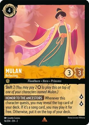 Mulan - Reflecting (16/204) - Rise of the Floodborn Cold Foil - Premium Lorcana Single from Disney - Just $0.59! Shop now at Game Crave Tournament Store