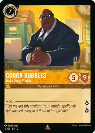 Cobra Bubbles - Just a Social Worker (4/204) - Rise of the Floodborn - Premium Lorcana Single from Rise of the Floodborn - Just $0.08! Shop now at Game Crave Tournament Store