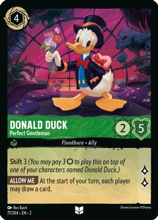 Donald Duck - Perfect Gentleman (77/204) - Rise of the Floodborn Cold Foil - Premium Lorcana Single from Rise of the Floodborn - Just $0.12! Shop now at Game Crave Tournament Store