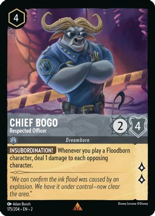 Chief Bogo - Respected Officer (175/204) - Rise of the Floodborn Cold Foil - Premium Lorcana Single from Rise of the Floodborn - Just $0.32! Shop now at Game Crave Tournament Store