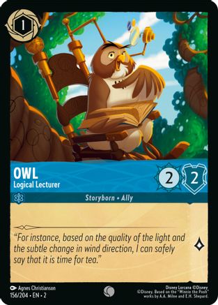 Owl - Logical Lecturer (156/204) - Rise of the Floodborn Cold Foil - Premium Lorcana Single from Rise of the Floodborn - Just $0.08! Shop now at Game Crave Tournament Store