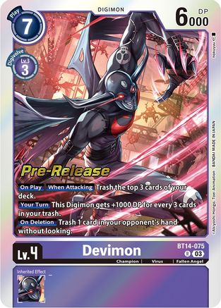 Devimon (BT14-075) - Blast Ace Pre-Release Cards Foil - Premium Digimon Single from Bandai - Just $0.23! Shop now at Game Crave Tournament Store
