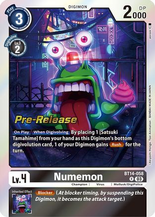 Numemon (BT14-058) - Blast Ace Pre-Release Cards Foil - Premium Digimon Single from Bandai - Just $0.34! Shop now at Game Crave Tournament Store