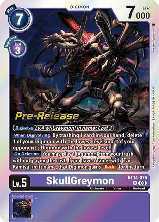 SkullGreymon (BT14-076) - Blast Ace Pre-Release Cards Foil - Premium Digimon Single from Bandai - Just $0.26! Shop now at Game Crave Tournament Store