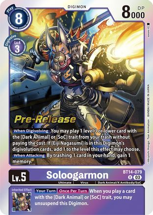 Soloogarmon (BT14-079) - Blast Ace Pre-Release Cards Foil - Premium Digimon Single from Bandai - Just $0.14! Shop now at Game Crave Tournament Store