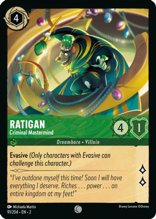Ratigan - Criminal Mastermind (91/204) - Rise of the Floodborn Cold Foil - Premium Lorcana Single from Rise of the Floodborn - Just $0.08! Shop now at Game Crave Tournament Store