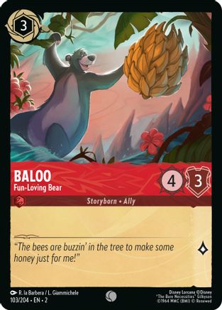 Baloo - Fun-Loving Bear (103/204) - Rise of the Floodborn Cold Foil - Premium Lorcana Single from Rise of the Floodborn - Just $0.08! Shop now at Game Crave Tournament Store