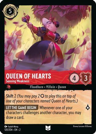 Queen of Hearts - Sensing Weakness (120/204) - Rise of the Floodborn - Premium Lorcana Single from Rise of the Floodborn - Just $0.08! Shop now at Game Crave Tournament Store