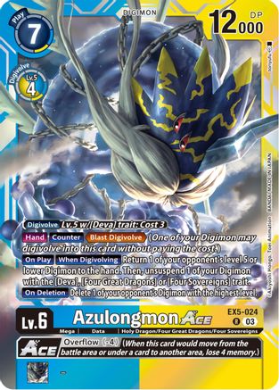 Azulongmon Ace (EX5-024) - Animal Colosseum Foil - Premium Digimon Single from Bandai - Just $0.25! Shop now at Game Crave Tournament Store