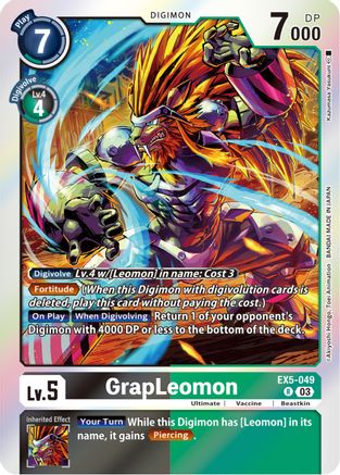 GrapLeomon (EX5-049) - Animal Colosseum Foil - Premium Digimon Single from Bandai - Just $0.25! Shop now at Game Crave Tournament Store