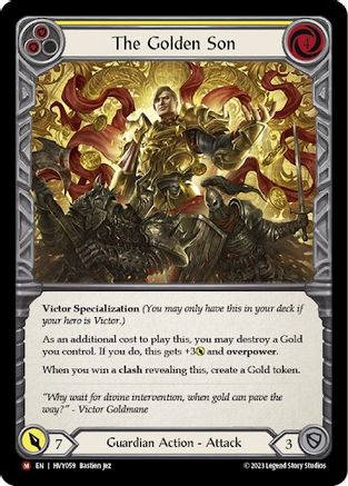 The Golden Son (HVY059) - Heavy Hitters Rainbow Foil - Premium Flesh And Blood Single from Legend Story Studios - Just $6.34! Shop now at Game Crave Tournament Store